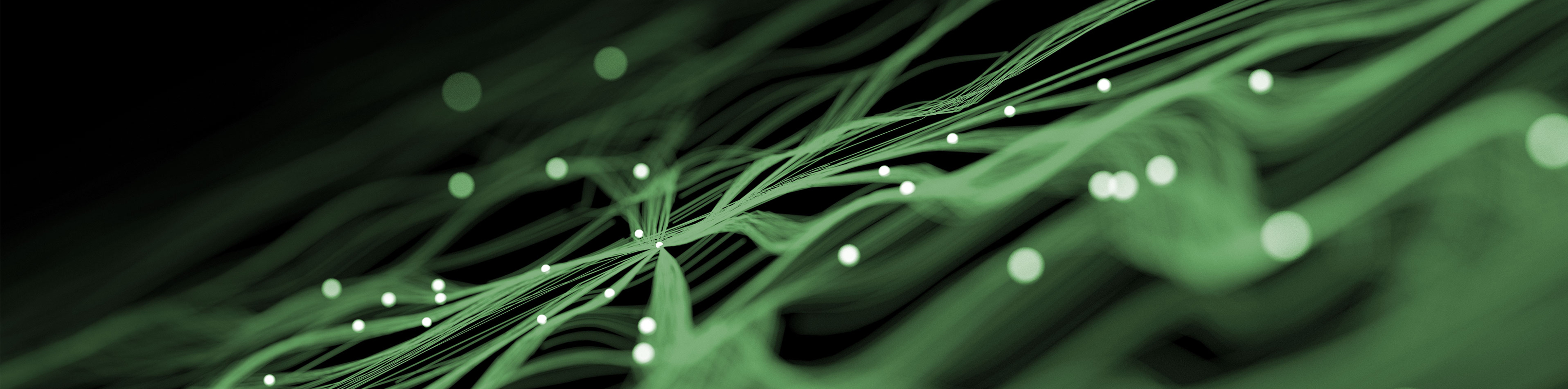 Green abstract background featuring a pattern of dots and lines creating a dynamic visual effect.